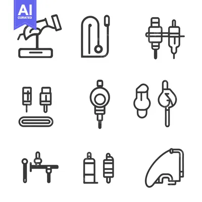 Aset premium populer: Various simple graphic icons of medical devices and equipment