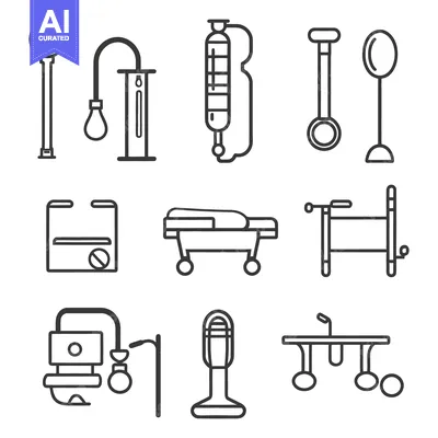 Premium design asset: Illustrations depicting medical tools and instruments used in healthca