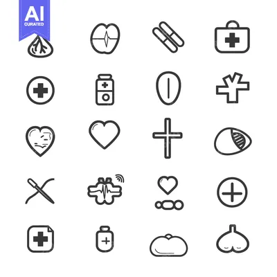 Aset desain premium: Medical Healthcare Symbols Icon Set