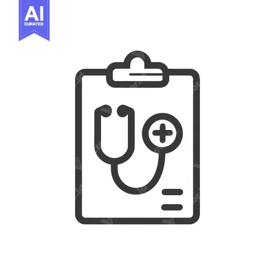Premium design asset: Medical Clipboard Icon: Stethoscope and Plus Sign Symbol
