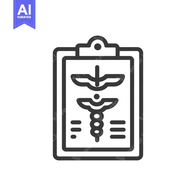 Medical Clipboard Icon: Caduceus Symbol for Healthcare Records and Inf