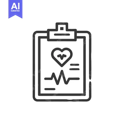 Aset premium populer: Medical Clipboard Icon with Heartbeat and Heart Symbol in Dark Gray