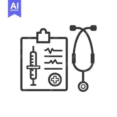 Healthcare illustration featuring medical clipboard stethoscope and sy