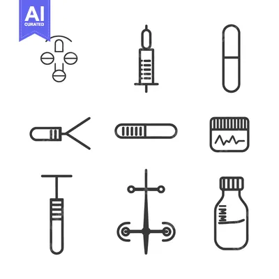 Popular premium asset: Vector illustration depicting medical instruments and pharmaceutical i