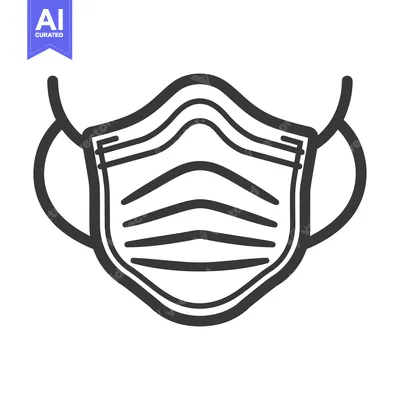 Popular premium asset: A black and white illustration of a medical face covering