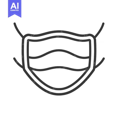 A simple black and white line drawing of a face mask