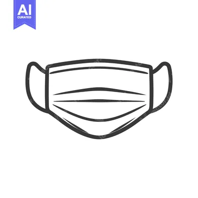 Aset desain premium: A minimalist line drawing illustration of a surgical face mask