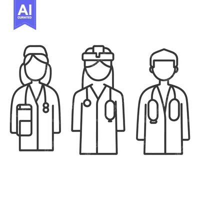 Aset premium populer: Three healthcare professionals wearing lab coats and stethoscopes are