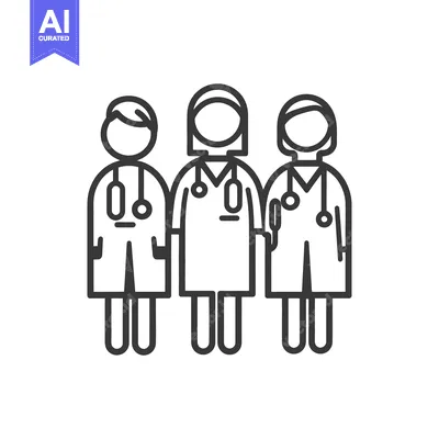 Premium design asset: Three medical professionals standing together in a line formation