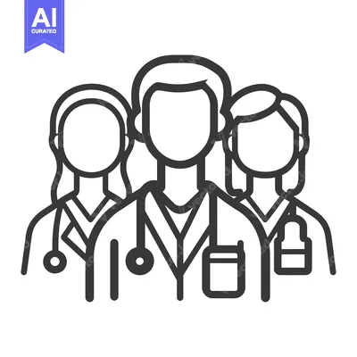 Premium design asset: Three medical professionals in a team are standing close together