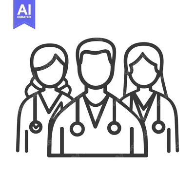 Aset desain premium: A medical team comprising doctors and nurses stands together for work