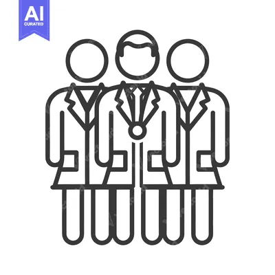 Popular premium asset: Three medical professionals depicted as a minimalist line art illustra