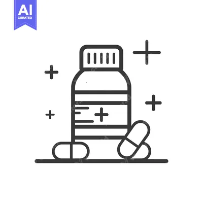 Aset premium populer: Medication Bottle with Two Pills Line Icon