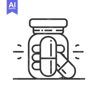 A glass jar filled with medical capsules is depicted here