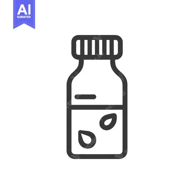 Aset premium populer: Minimalist Bottle Icon with Liquid and Seed Elements on White Backgrou