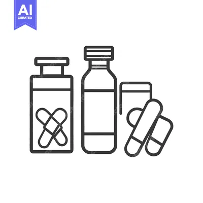 Illustrative representation of medicinal capsules contained in bottles
