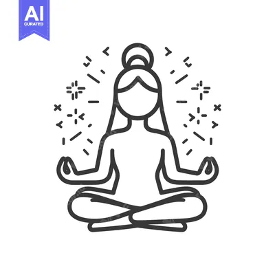 Aset premium populer: A stylized female figure sitting in meditation position with energy