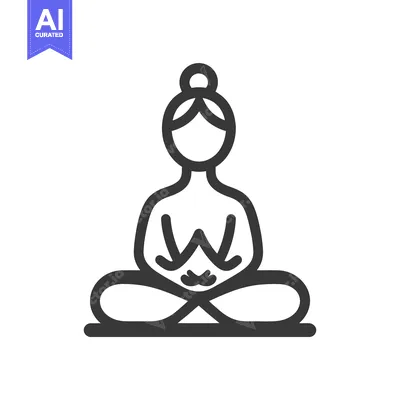 Aset desain premium: The illustrated symbol depicts a person in a meditative posture