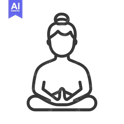 Aset desain premium: A seated person meditating with hands clasped in a symbol