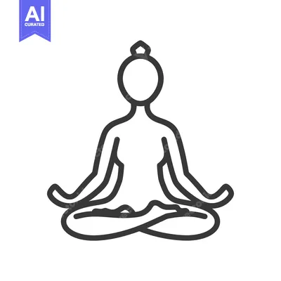 Aset desain premium: A simple black and white line drawing of a meditating person