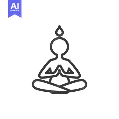 Aset desain premium: A simplistic line drawing depicting a figure in lotus position