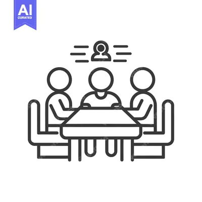 Aset premium populer: Three people sit around a table in a formal meeting