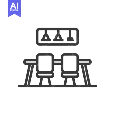 Aset premium populer: Minimalist Icon of Table with Chairs and Lighting Fixture