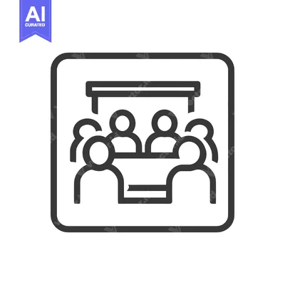 Popular premium asset: Meeting Icon: Group of People Around a Table in Outline Style