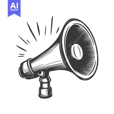 Premium design asset: A retro drawing of a megaphone with sound lines