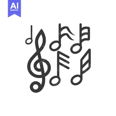 A collection of black musical notes and a treble clef