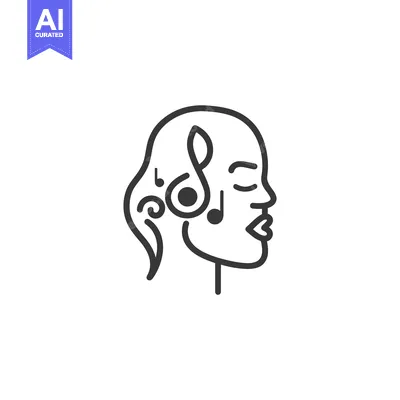 Aset premium populer: A human profile depicted with musical notes within its outline