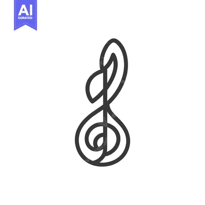 Aset premium populer: A Single Black Treble Clef Symbol Isolated on White Background