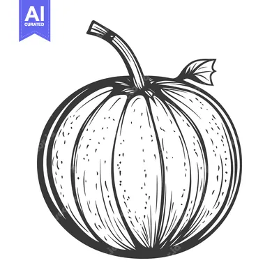 Popular premium asset: An illustrated black and white drawing of a single pumpkin