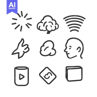 Premium design asset: Simple hand drawn black and white icons represent various concepts