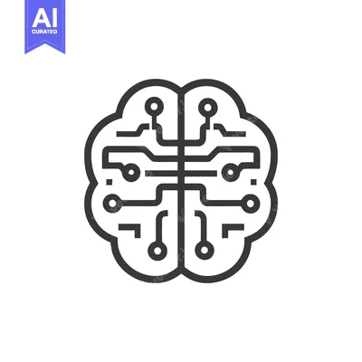 Aset desain premium: Minimalist Brain Circuit Icon: Neural Network, Artificial Intelligence