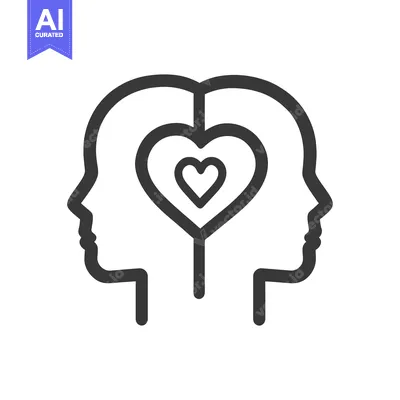 Aset desain premium: Two Human Head Silhouettes Representing Shared Feelings Of Love
