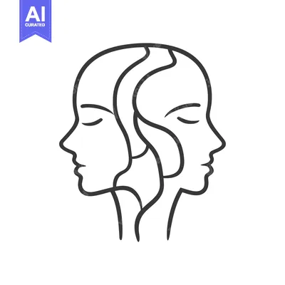 Popular premium asset: Outlined silhouette of two female profiles facing opposite directions