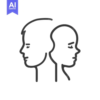 Aset desain premium: Two human profiles facing away from each other with similar features