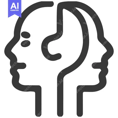 Two human heads and a question mark are joined together