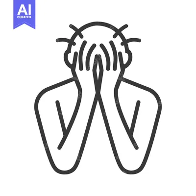 A simple black and white illustration of a person experiencing distres