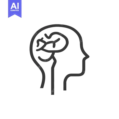 Aset premium populer: A simple illustration showing a human head with a brain