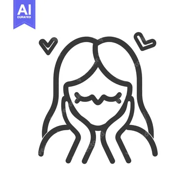 Aset premium populer: A smiling cartoon woman surrounded by two heart shaped symbols