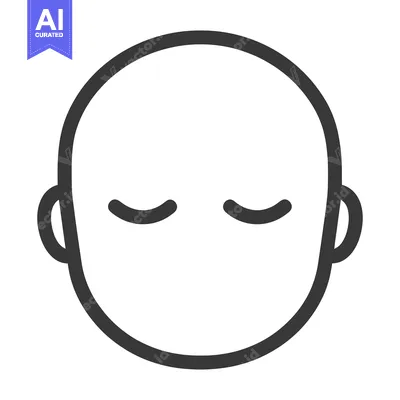Popular premium asset: A simple monochrome outline of a human face with closed eyes