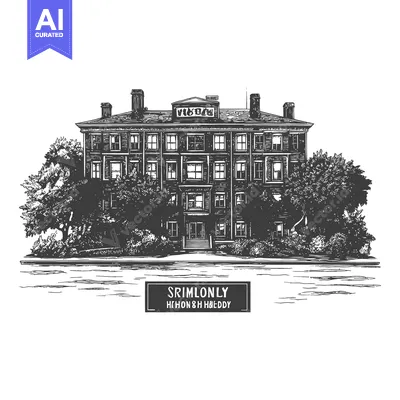 Aset desain premium: An illustrated drawing depicting a large building and its surroundings