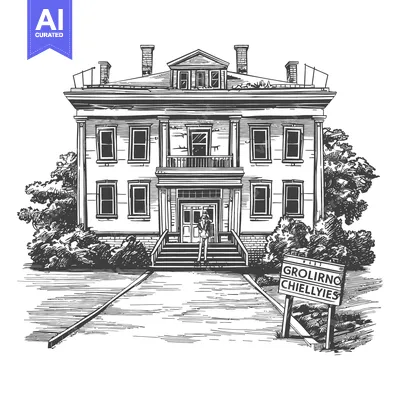 Popular premium asset: An Illustrative Depiction Of A Large Mansion And Person