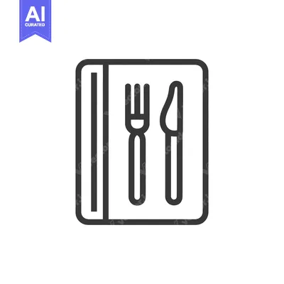 Minimalist Cutlery Icon: Fork, Knife, and Plate Outline Design