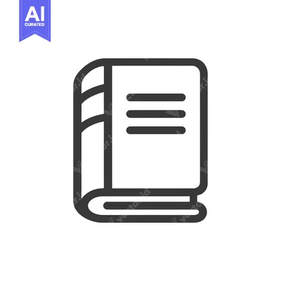 Aset desain premium: Simple Book Icon: Bold Outline, Three Lines, Education Symbol