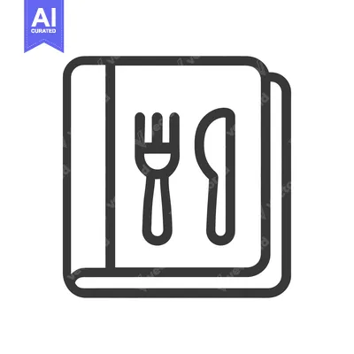 Aset premium populer: Recipe Book Icon with Fork and Knife, Minimalist Design