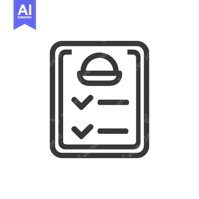 Premium design asset: Food Order Checklist Icon: Burger, Checkmarks, and Lines on Clipboard
