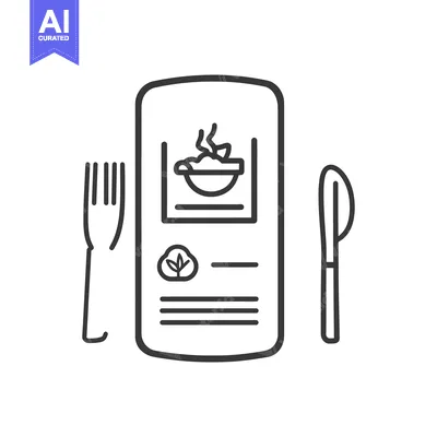 An icon shows a menu alongside utensils for eating food